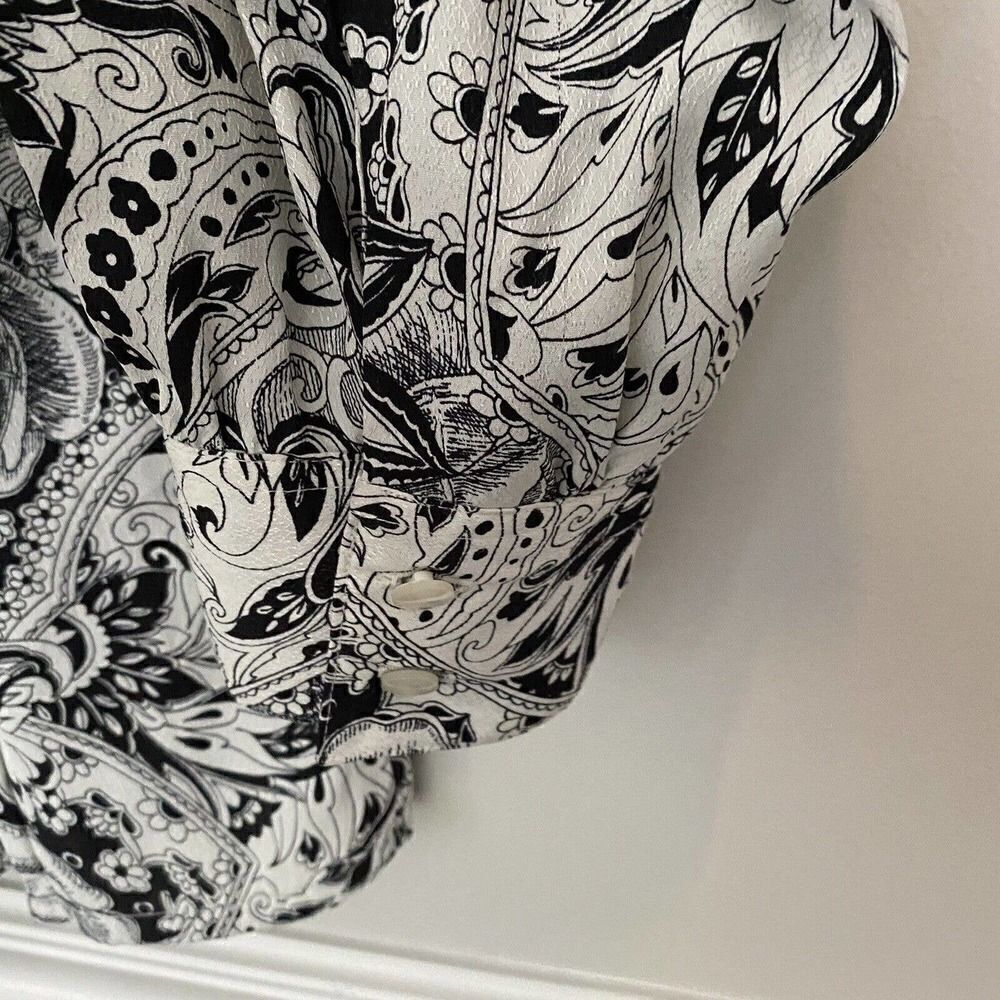 Vintage LAURA & JAYNE Button Up Blouse Secretary Paisley Black White Size 12 - Picture 6 of 12